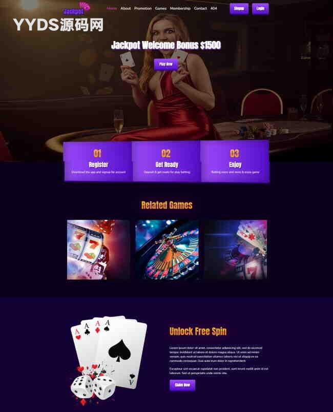 在线桌牌游戏娱乐公司HTML5模板