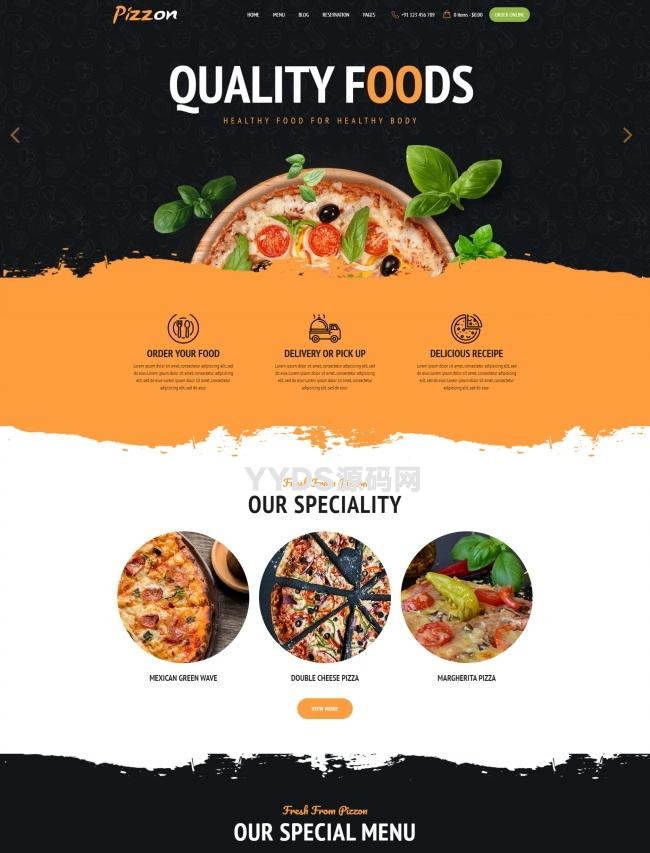 响应式披萨快餐美食餐饮网站模板